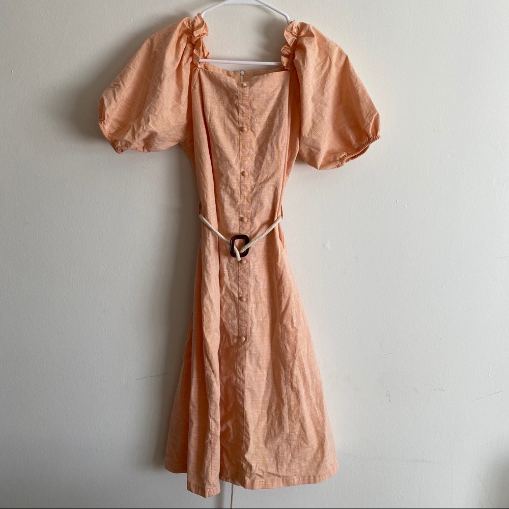 Light peach puff sleeve midi dress